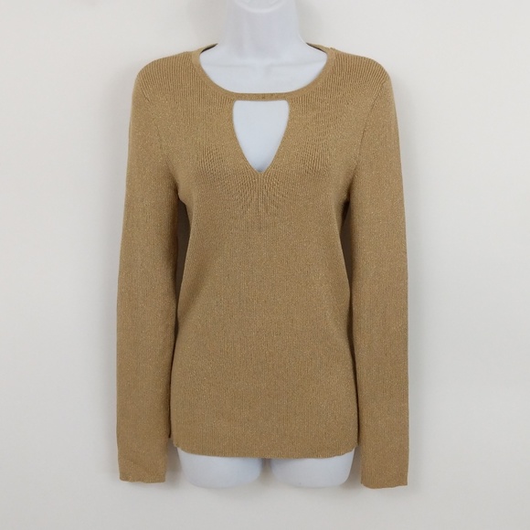 INC International Concepts Sweaters - INC Gold Ribbed Keyhole Sweater